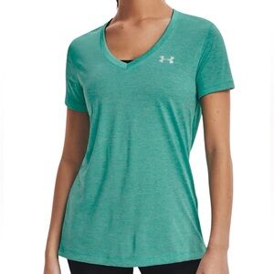 Under Armour Turquoise V Neck Tech Athletic Short Sleeve